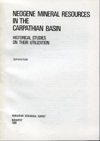 Gedai, Neogene Mineral Recources in the Carpathian basin. (Umschlag)