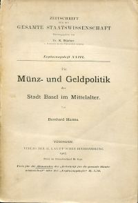 Harms, Die Münz- und Geldpolitik der Stadt Basel im Mittelalter. (Umschlag)
