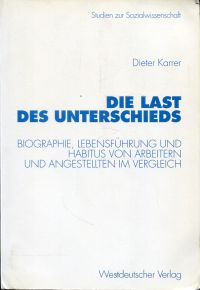 Karrer, Die Last des Unterschieds. (Umschlag)