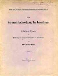 Schulthess, Die Vormundschaftsrechnung des Demosthenes. (Umschlag)