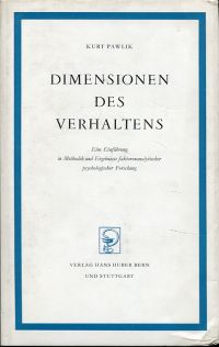 Pawlik, Dimensionen des Verhaltens. (Umschlag)