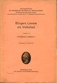 Gundolf, Bürgers Leonore als Volkslied. (Umschlag)