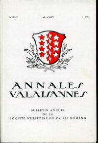 Annales Valaisannes, Bulletin annuel de la Société d'histoire du Valais Romand, (Umschlag)