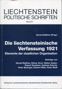 Batliner, Die  liechtensteinische Verfassung 1921. (Umschlag)