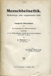 Gemmel, Menschheitsethik. (Umschlag)