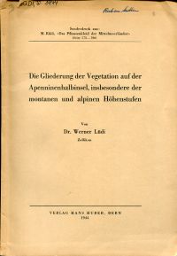 Lüdi, Die Gliederung der Vegetation auf der Apenninenhalbinsel, insbesondere der (Umschlag)