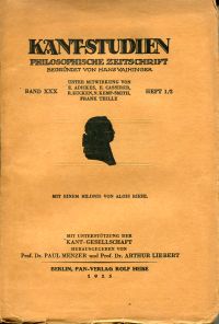Kant-Studien, Band 30, Heft 1/2 (1925). (Umschlag)