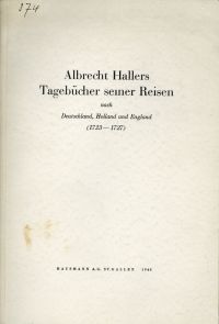 Haller, Albrecht Hallers Tagebücher seiner Reisen nach Deutschland, Holland und (Umschlag)