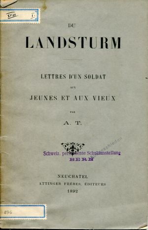 T., Du Landsturm. (Einband)