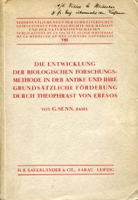 Senn, Die Entwicklung der biologischen Forschungsmethode in der Antike und ihre (Umschlag)