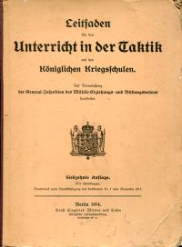 Leitfaden für den Unterricht in der Taktik auf den Königlichen Kriegsschulen. (Umschlag)