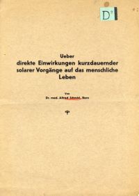Schmid, Ueber direkte Einwirkungen kurzdauernder solarer Vorgänge auf das mensch (Umschlag)