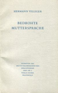 Villiger, Bedrohte Muttersprache. (Umschlag)