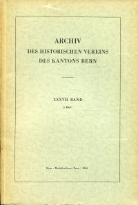 Archiv des Historischen Vereins des Kantons Bern, 37. Band, Heft 2 (1944). (Umschlag)