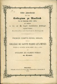Collegium (Markirch): Jahresbericht über das Collegium zu Markirch für das Schul (Umschlag)