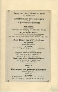 Gerstner, Internationales Eisenbahn-Frachtrecht. (Umschlag)