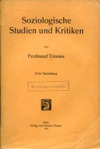 Tönnies, Soziologische Studien und Kritiken. (Umschlag)