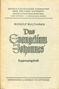 Bultmann, Das Evangelium des Johannes. Mit Ergänzungsheft. (Umschlag)