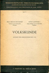 Peuckert, Volkskunde. (Umschlag)