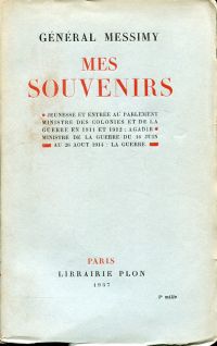 Messimy, Mes souvenirs. (Umschlag)