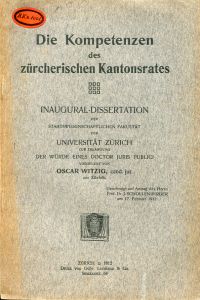 Witzig, Die Kompetenzen des zürcherischen Kantonsrates. (Umschlag)