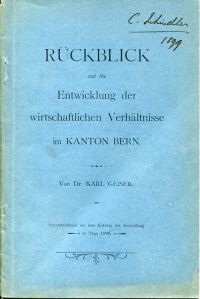 Geiser, Rückblick auf die Entwicklung der wirtschaftlichen Verhältnisse im Kanto (Umschlag)