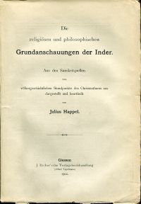 Happel, Die religiösen und philosophischen Grundanschauungen der Inder. (Umschlag)
