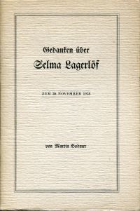 Bodmer, Gedanken über Selma Lagerlöf. (Umschlag)
