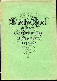 Tavel, Rudolf von Tavel zu seinem 60. Geburtstag, 21. Dezember 1926. (Umschlag)