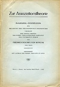 Wymetal, Zur Assoziationstheorie. (Umschlag)