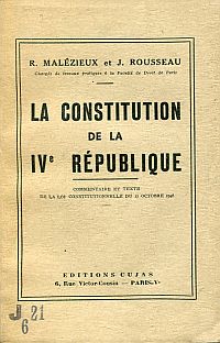 Malézieux, La Constitution de la IVe République. (Umschlag)