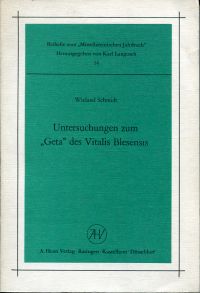 Schmidt, Untersuchungen zum "Geta" des Vitalis Blesensis. (Umschlag)