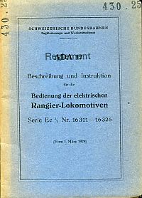 Beschreibung und Instruktion für die Bedienung der elektrischen Rangierlokomotiv (Umschlag)