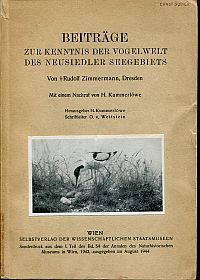 Zimmermann, Beiträge zur Kenntnis der Vogelwelt des Neusiedler Seegebiets. (Umschlag)