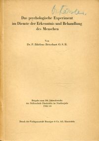 Betschart, Das  psychologische Experiment im Dienste der Erkenntnis und Behandlu (Umschlag)