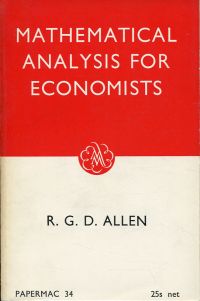 Allen, Mathematical analysis for economists. (Umschlag)