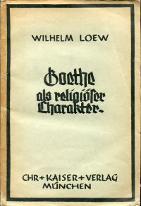 Loew, Goethe als religiöser Charakter. (Umschlag)
