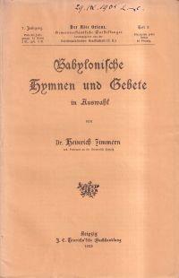 Zimmern, Babylonische Hymnen und Gebete. (Umschlag)