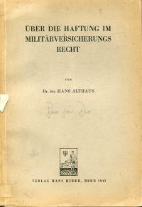 Althaus, Über die Haftung im Militärversicherungsrecht. (Umschlag)